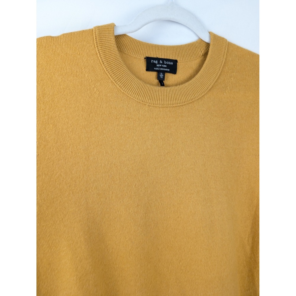 Rag & Bone Mens 100% Cashmere Crewneck Sweater Size XL Gold Quiet Luxury Casual - Picture 5 of 9